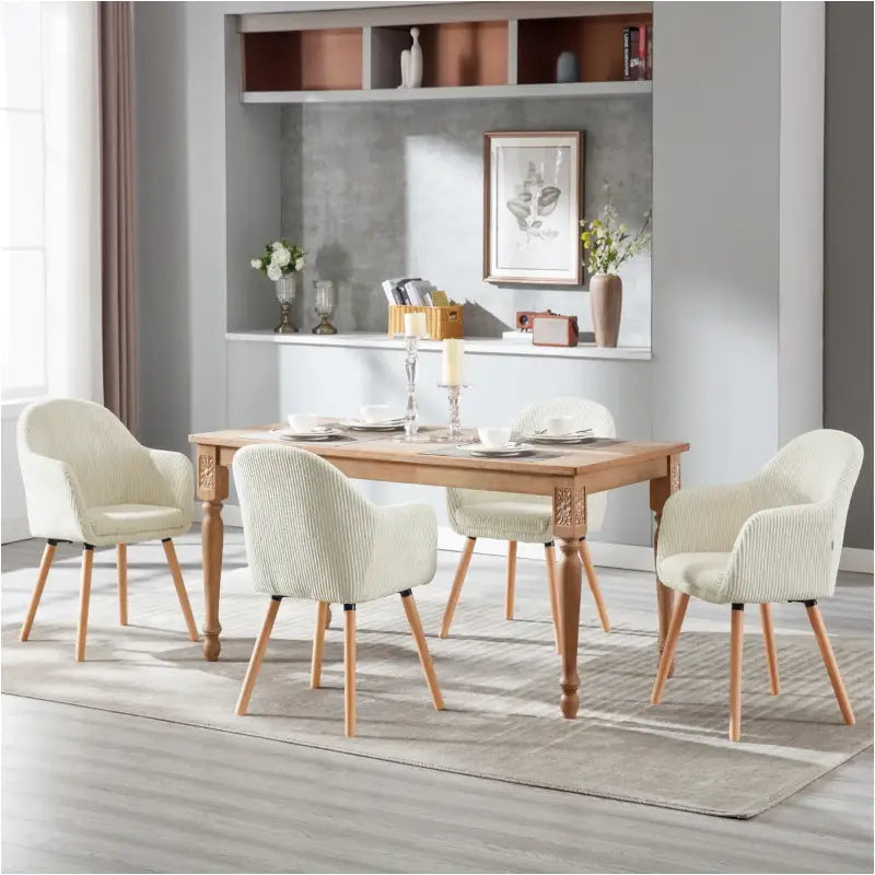 BukkitBow - Set Eetkamerstoelen - Comfortabele Corduroy Stoelen - Robuust & Stabiel - Aanpasbaar Ontwerp - Zithoogte: 49cm