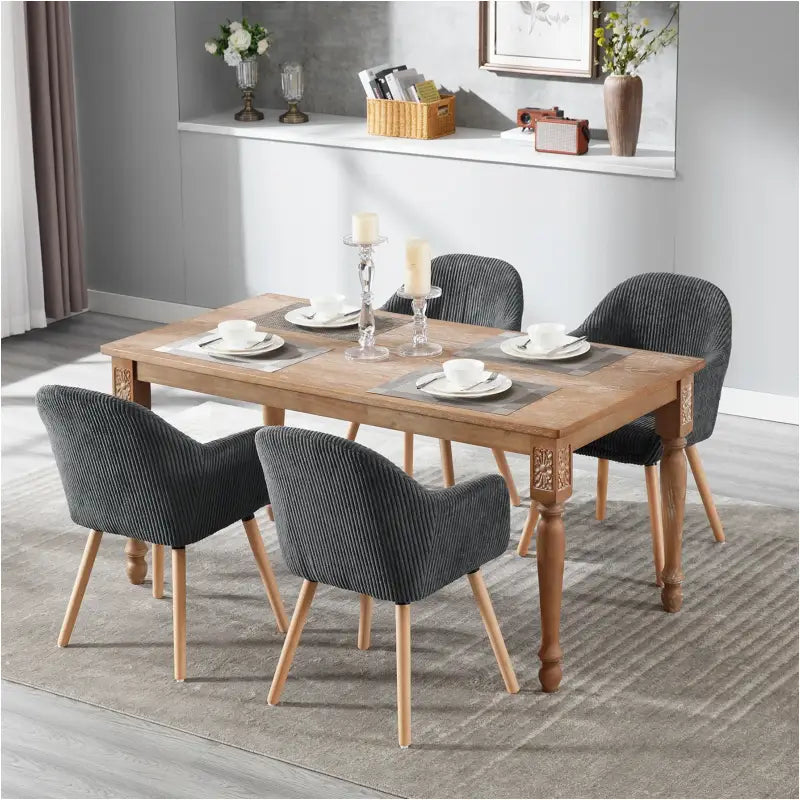 BukkitBow - Set Eetkamerstoelen - Comfortabele Corduroy Stoelen - Robuust & Stabiel - Aanpasbaar Ontwerp - Zithoogte: 49cm