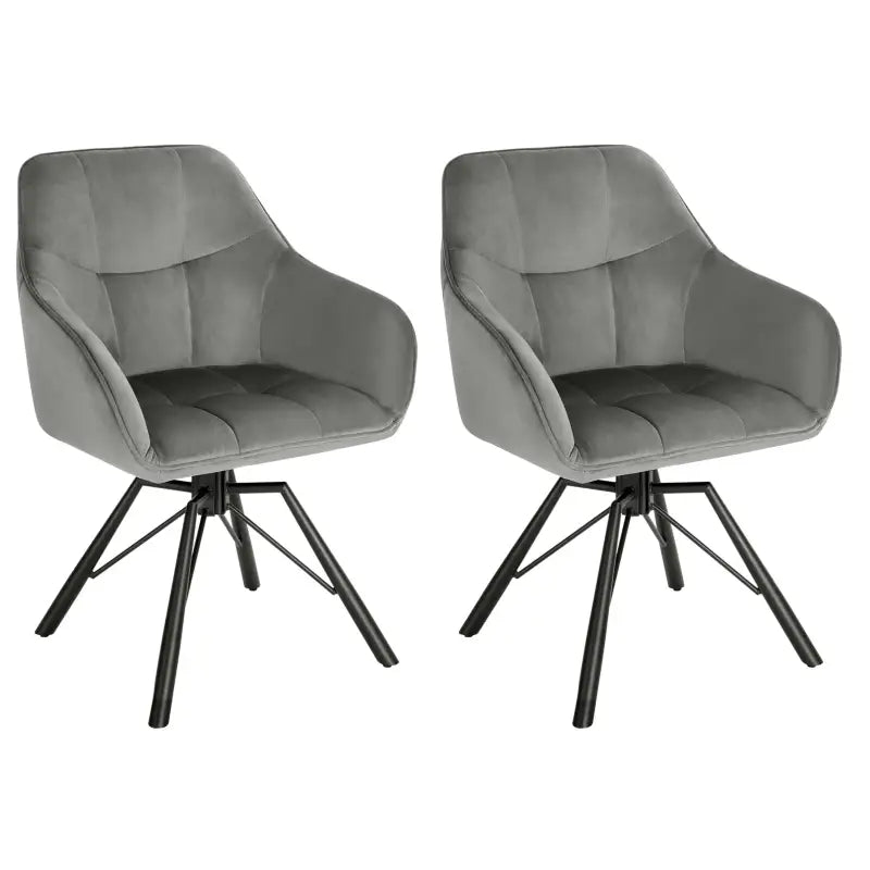 BukkitBow - Set Eetkamerstoelen / Keukenstoelen - Dik gevoerde Lederen of Fluwelen Stoel - 360 Graden Draaibaar - Zithoogte 48CM