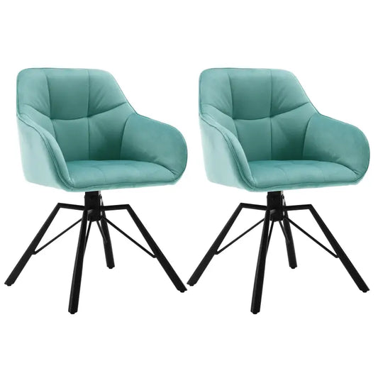 BukkitBow - Set Eetkamerstoelen / Keukenstoelen - Dik gevoerde Lederen of Fluwelen Stoel - 360 Graden Draaibaar - Zithoogte 48CM