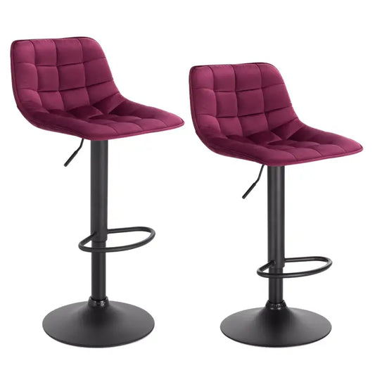 BukkitBow - Set Modieuze Barkrukken - Set van 2 Barkrukken - Fluweel en Metaal - Ergonomisch Ontwerp - Hoogte 59-81cm