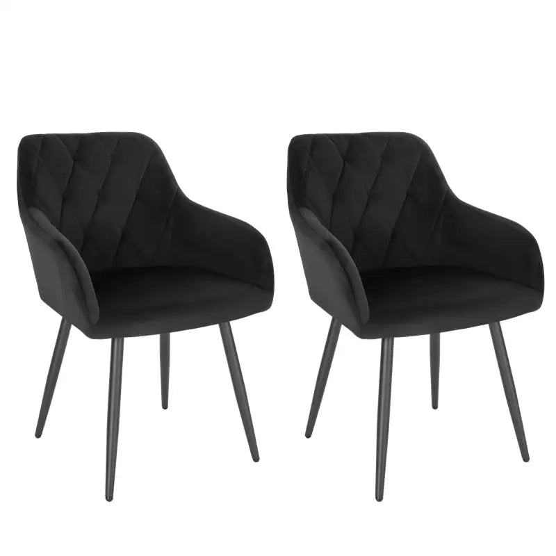 BukkitBow - Set van 2 Eetkamerstoelen - Fluwelen Stoelen met Metalen Poten - Ergonomisch Design - Zithoogte: 46.5CM