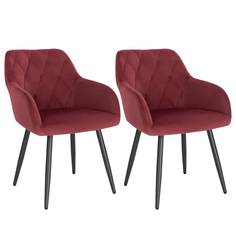 BukkitBow - Set van 2 Eetkamerstoelen - Fluwelen Stoelen met Metalen Poten - Ergonomisch Design - Zithoogte: 46.5CM