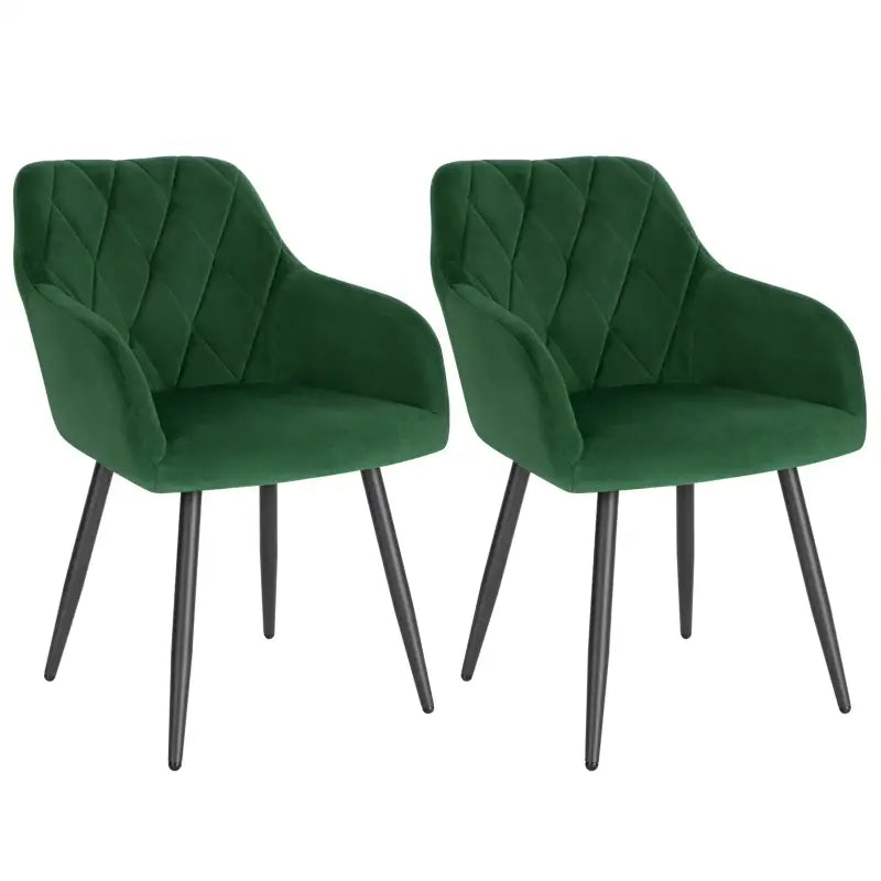 BukkitBow - Set van 2 Eetkamerstoelen - Fluwelen Stoelen met Metalen Poten - Ergonomisch Design - Zithoogte: 46.5CM