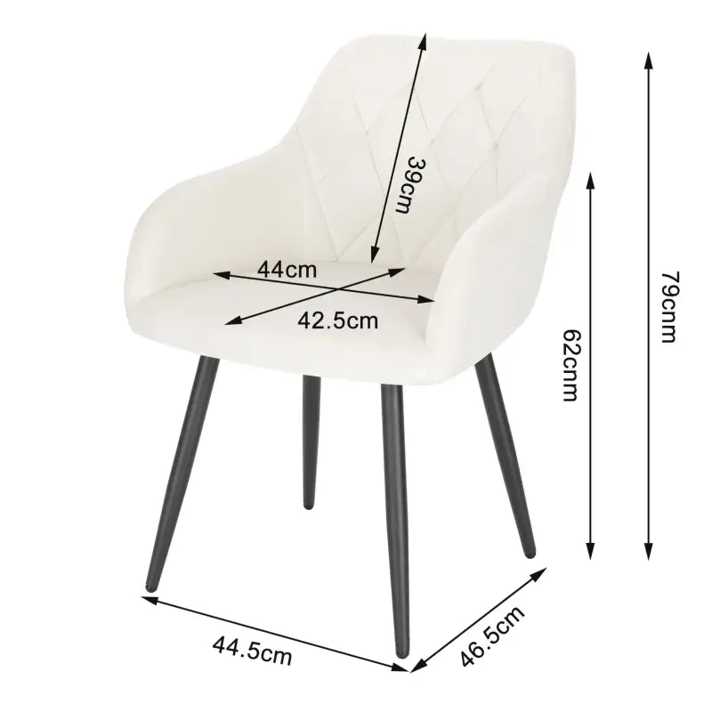BukkitBow - Set van 2 Eetkamerstoelen - Fluwelen Stoelen met Metalen Poten - Ergonomisch Design - Zithoogte: 46.5CM