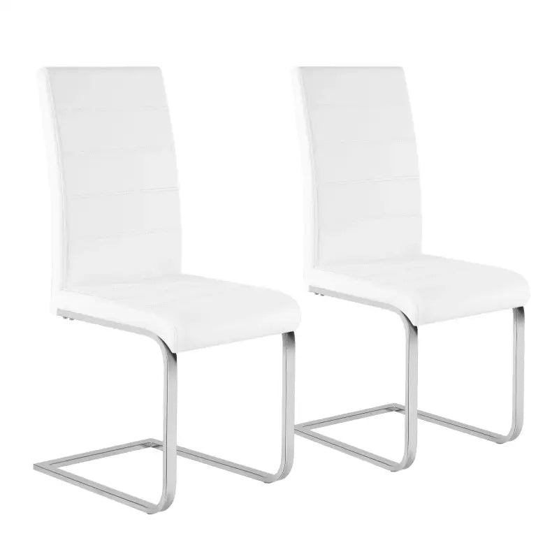 BukkitBow - Set van 2 Eetkamerstoelen Lederen/Fluweel - Met Hoge Rugleuning en Metalen Poten - Zithoogte 48,5CM