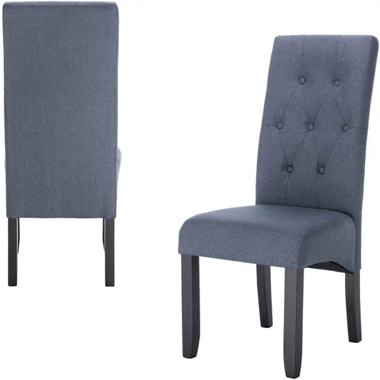 BukkitBow - Set van 2 Eetkamerstoelen met Linnen/Fluwelen Zitting - en Massief Houten Poten - Ergonomisch en Veelzijdig