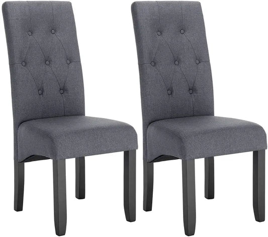 BukkitBow - Set van 2 Eetkamerstoelen met Linnen/Fluwelen Zitting - en Massief Houten Poten - Ergonomisch en Veelzijdig