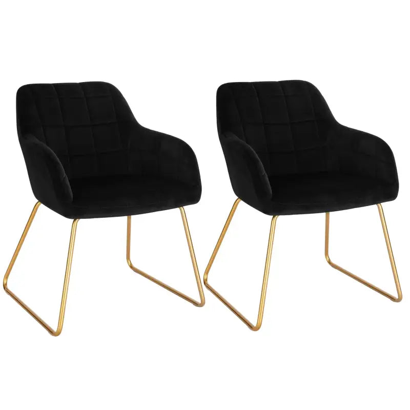 BukkitBow - Set van 2 Fluweel Eetkamerstoelen met Gouden Metalen Poten - Stijlvol en Comfortabel - Zithoogte: 48.5CM