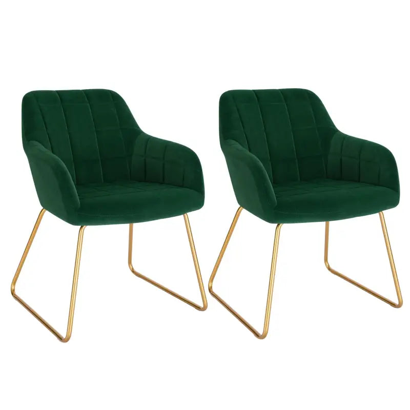 BukkitBow - Set van 2 Fluweel Eetkamerstoelen met Gouden Metalen Poten - Stijlvol en Comfortabel - Zithoogte: 48.5CM