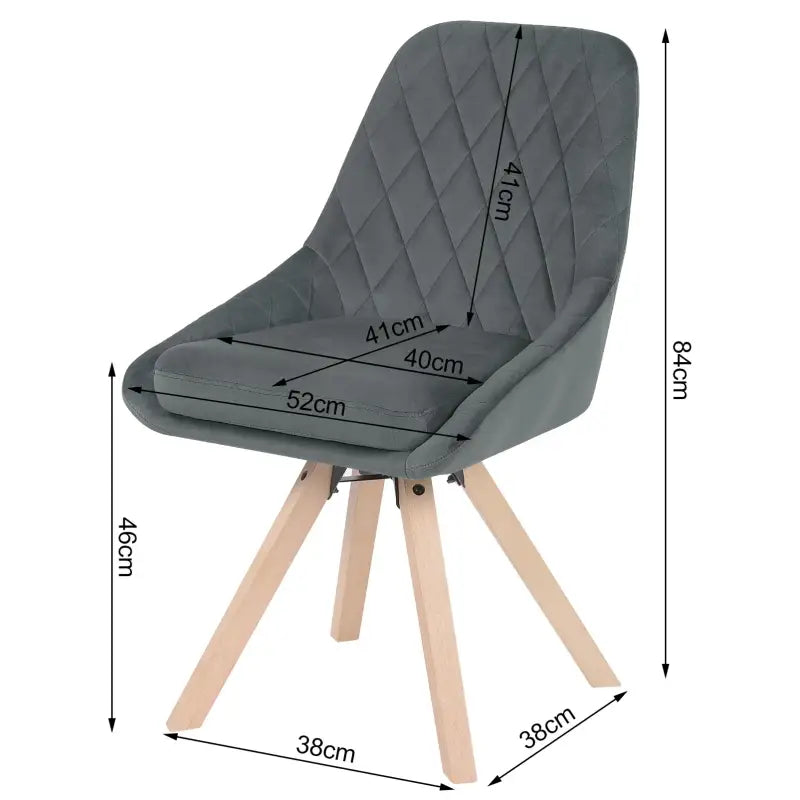 BukkitBow - Set van 2 Fluwelen Draaistoelen - met Beukenhouten Poten - Multifunctioneel en Comfortabel - Zithoogte: 46CM