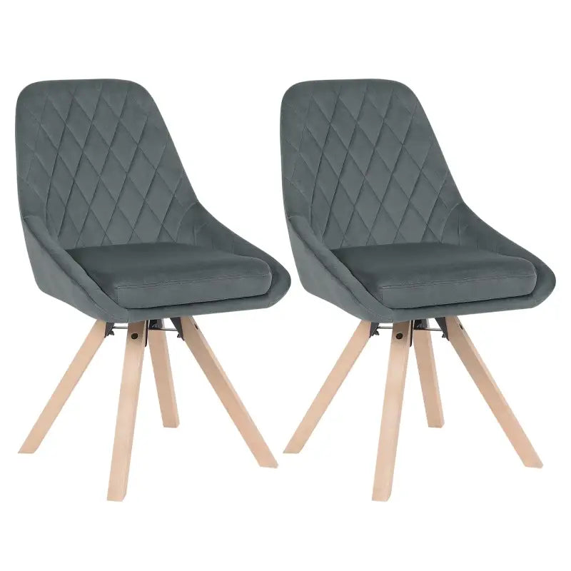 BukkitBow - Set van 2 Fluwelen Draaistoelen - met Beukenhouten Poten - Multifunctioneel en Comfortabel - Zithoogte: 46CM
