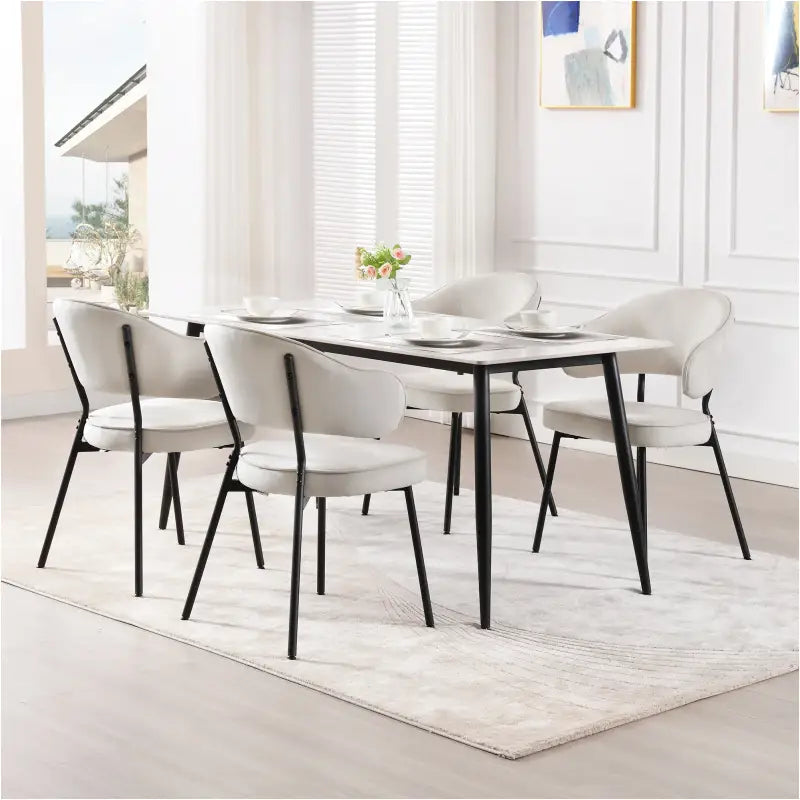 BukkitBow - Set van 2 Fluwelen Eetkamerstoelen / Fauteuils - met Metalen Poten - Breed en Comfortabel - Zithoogte: 48CM