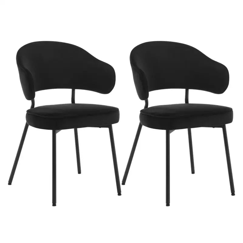 BukkitBow - Set van 2 Fluwelen Eetkamerstoelen / Fauteuils - met Metalen Poten - Breed en Comfortabel - Zithoogte: 48CM