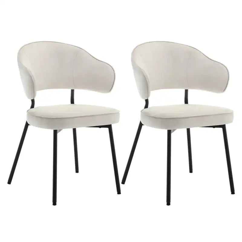 BukkitBow - Set van 2 Fluwelen Eetkamerstoelen / Fauteuils - met Metalen Poten - Breed en Comfortabel - Zithoogte: 48CM