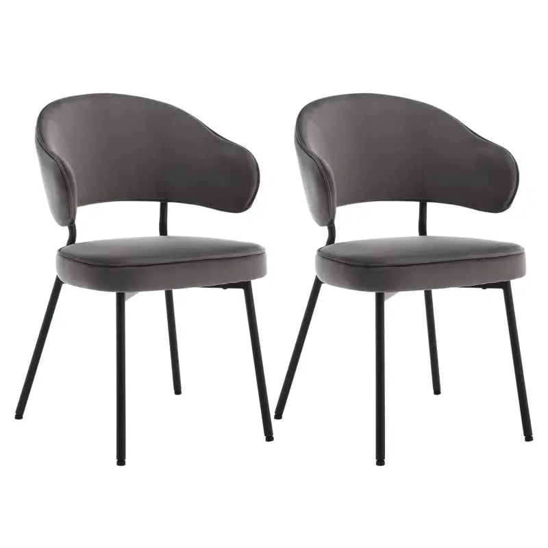 BukkitBow - Set van 2 Fluwelen Eetkamerstoelen / Fauteuils - met Metalen Poten - Breed en Comfortabel - Zithoogte: 48CM