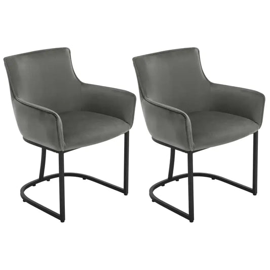 BukkitBow - Set van 2 Fluwelen Eetkamerstoelen -  met Metalen Poten - Stabiel en Comfortabel - Zithoogte: 46.5CM