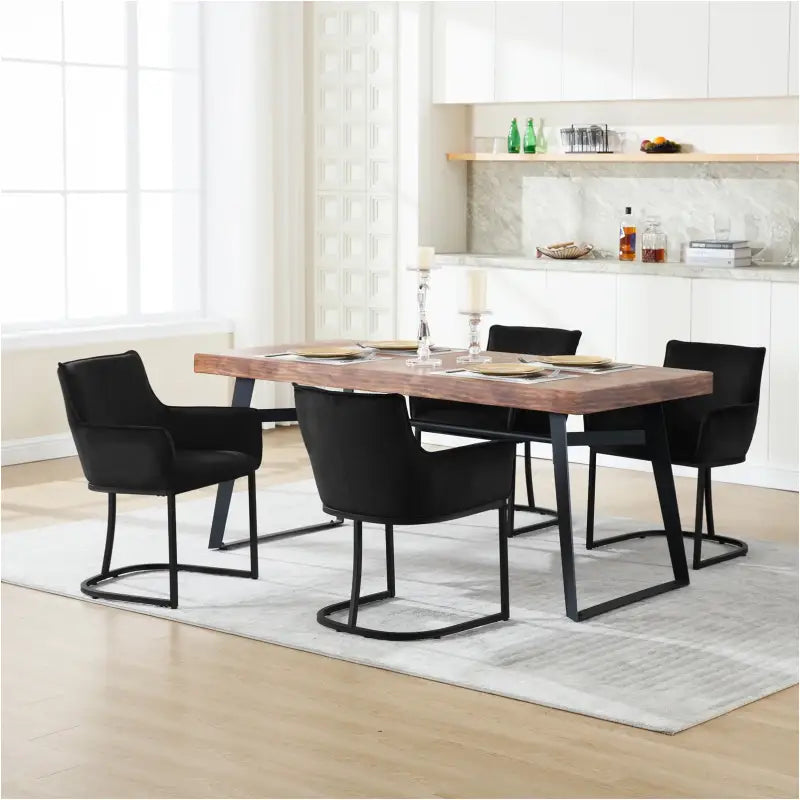 BukkitBow - Set van 2 Fluwelen Eetkamerstoelen - met Metalen Poten - Stabiel en Comfortabel - Zithoogte: 46.5CM