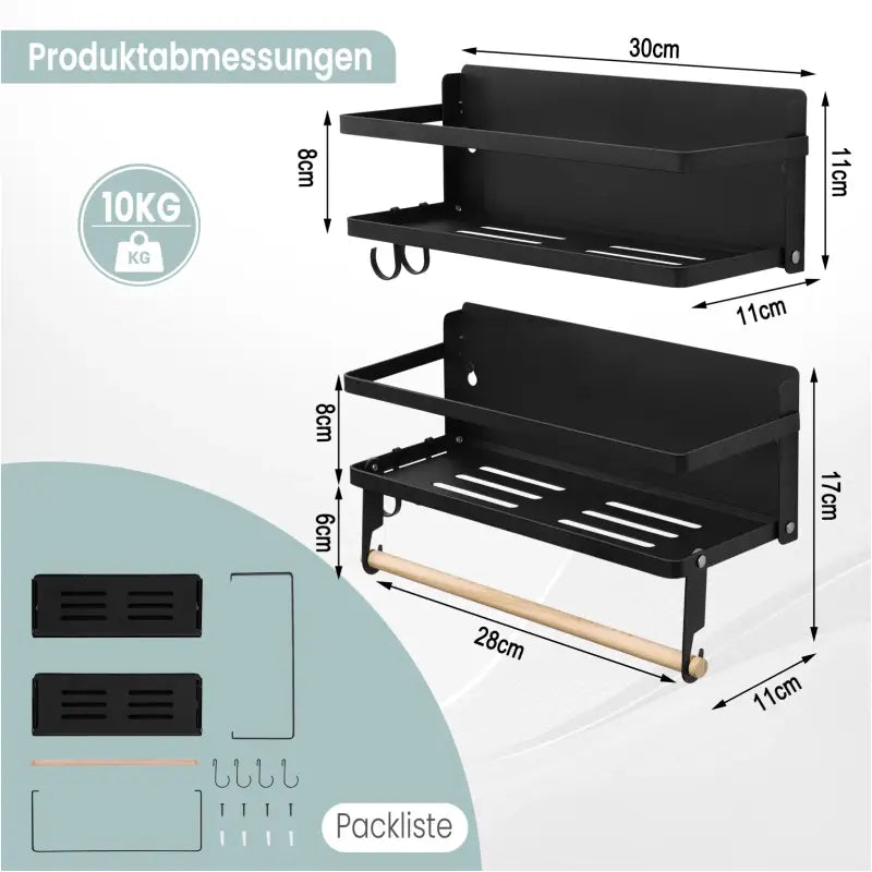 BukkitBow - Set van 2 Kruidenrekken - Metaal en Hout Stang - Multifunctioneel en Ruimtebesparend - Modern en Minimalistisch