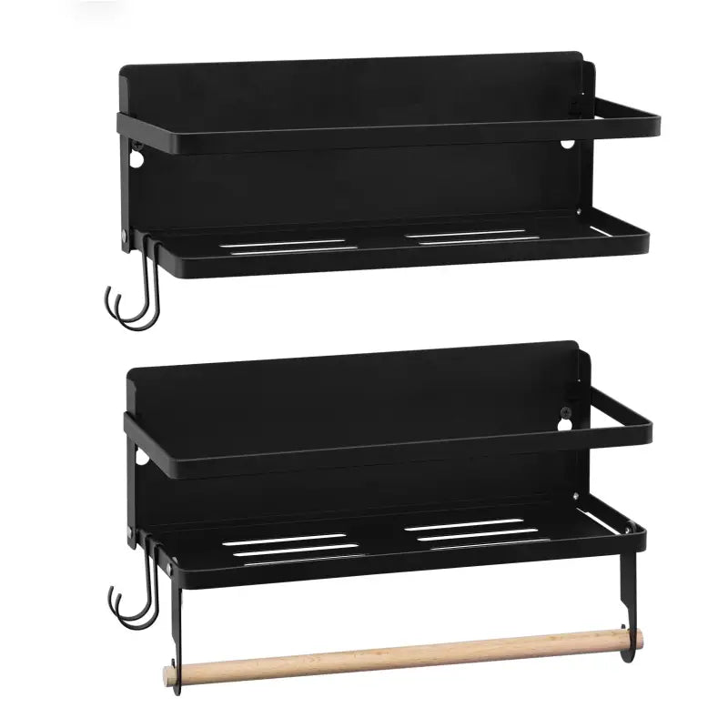 BukkitBow - Set van 2 Kruidenrekken - Metaal en Hout Stang - Multifunctioneel en Ruimtebesparend - Modern en Minimalistisch