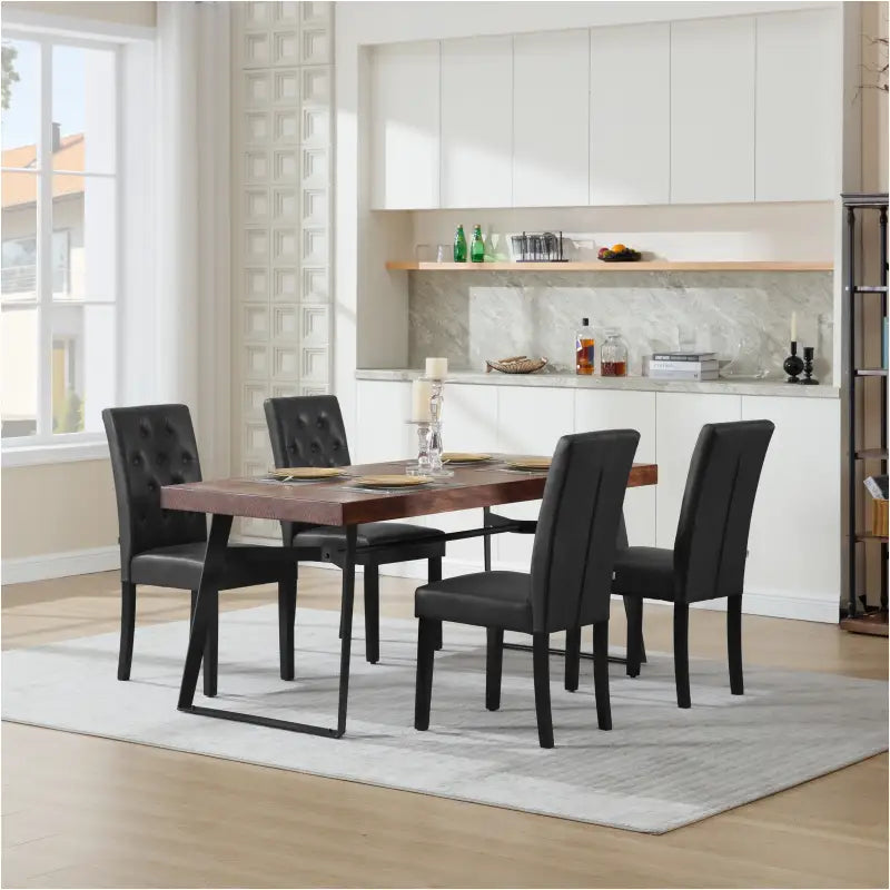 BukkitBow - Set van 2 Kunstleren Eetkamerstoelen - met Massief Houten Poten - Robuust en Ergonomisch - Zithoogte: 48.5CM