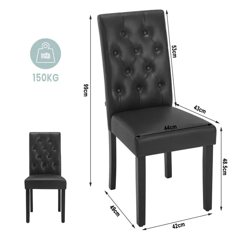 BukkitBow - Set van 2 Kunstleren Eetkamerstoelen - met Massief Houten Poten - Robuust en Ergonomisch - Zithoogte: 48.5CM