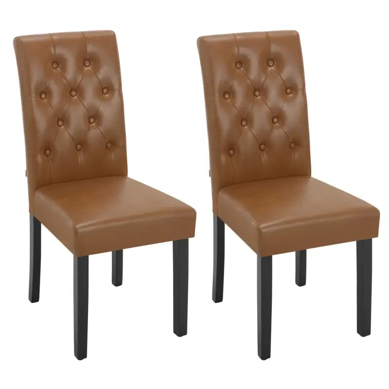 BukkitBow - Set van 2 Kunstleren Eetkamerstoelen - met Massief Houten Poten - Robuust en Ergonomisch - Zithoogte: 48.5CM