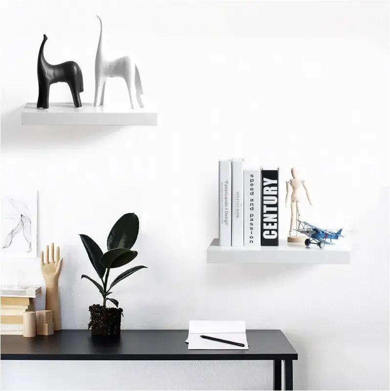 BukkitBow - Set van 2 Muurplanken - Hoorwaardig MDF - Wit - 25x23x3.8cm of 30x23x3.8cm - Maximale Belasting 6kg