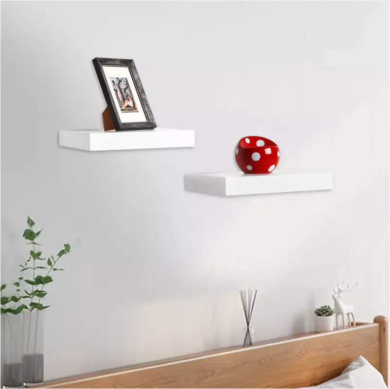 BukkitBow - Set van 2 Muurplanken - Hoorwaardig MDF - Wit - 25x23x3.8cm of 30x23x3.8cm - Maximale Belasting 6kg