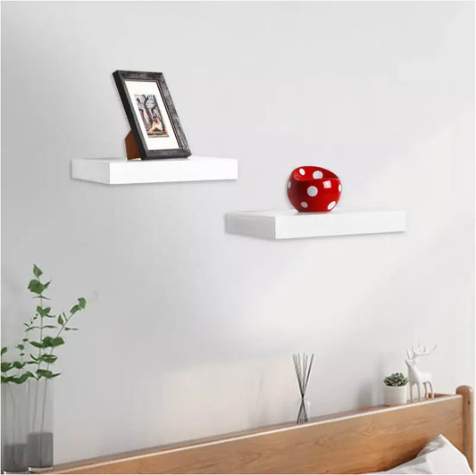BukkitBow - Set van 2 Muurplanken - Hoorwaardig MDF - Wit - 25x23x3.8cm of 30x23x3.8cm - Maximale Belasting 6kg