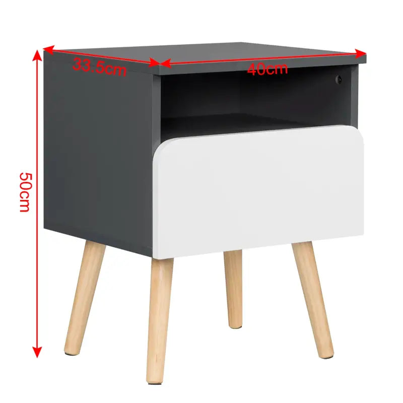 BukkitBow - Set van 2 Nachtkastjes - Hoge Kwaliteit Hout - Wit of Grijs - Waterdicht en Krasbestendig - 40x33.5x50 cm