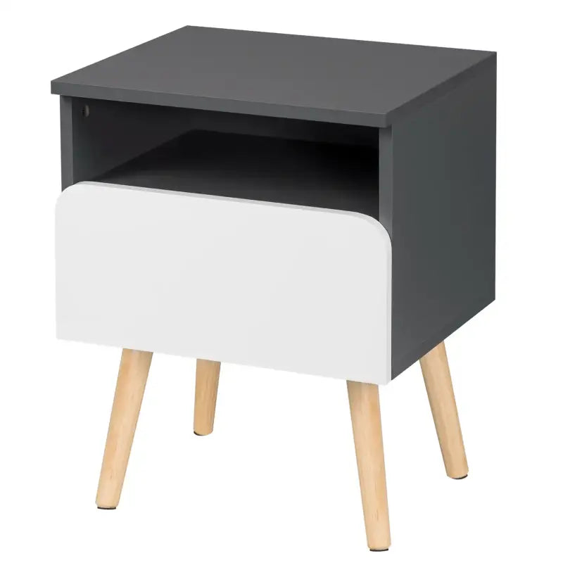 BukkitBow - Set van 2 Nachtkastjes - Hoge Kwaliteit Hout - Wit of Grijs - Waterdicht en Krasbestendig - 40x33.5x50 cm