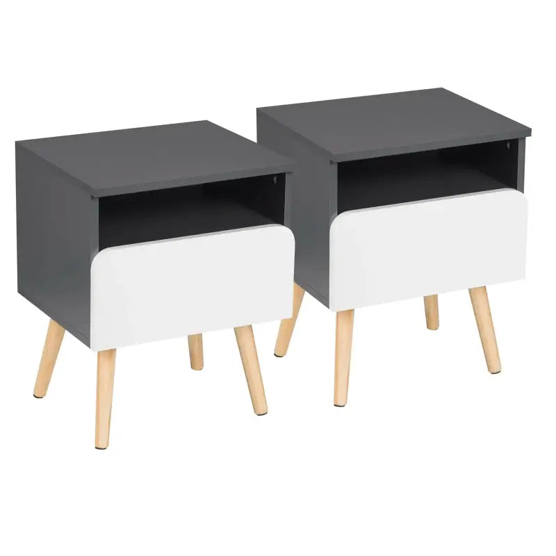BukkitBow - Set van 2 Nachtkastjes - Hoge Kwaliteit Hout - Wit of Grijs - Waterdicht en Krasbestendig - 40x33.5x50 cm