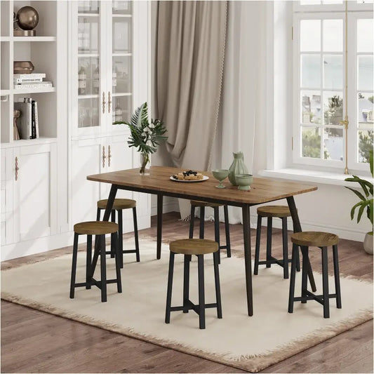 BukkitBow - Set van 2 Vintage Industriële Krukken - met Bewerkt Hout en Metalen Frame - Zithoogte: 46CM