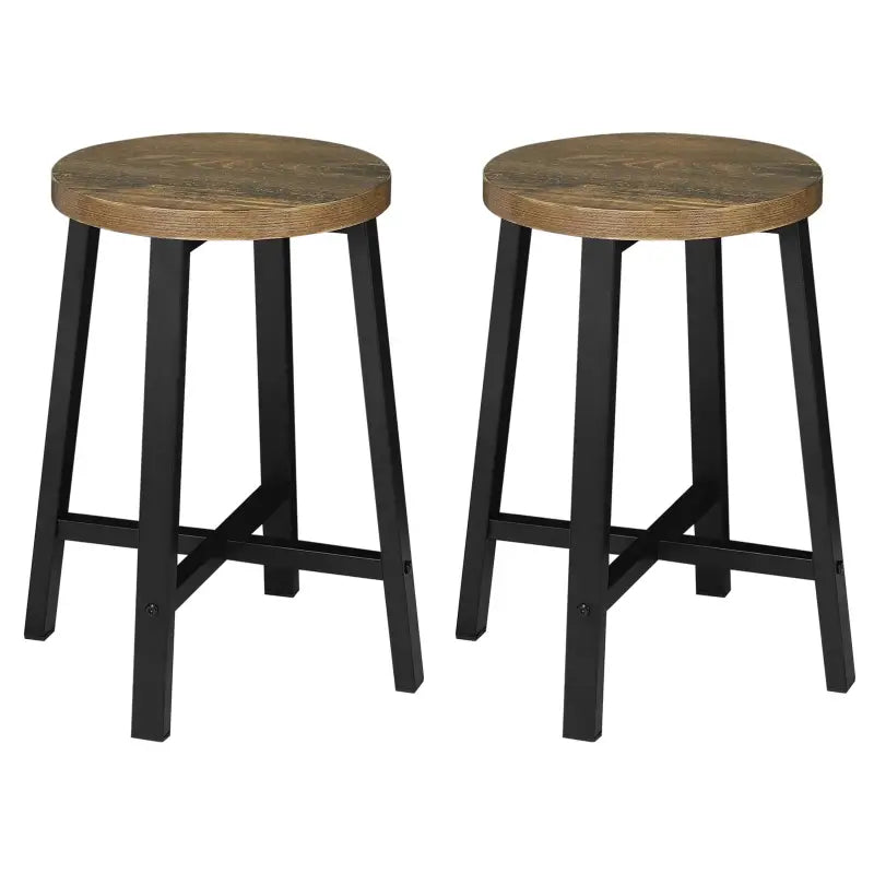 BukkitBow - Set van 2 Vintage Industriële Krukken - met Bewerkt Hout en Metalen Frame - Zithoogte: 46CM