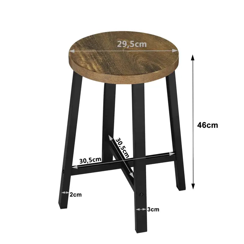 BukkitBow - Set van 2 Vintage Industriële Krukken - met Bewerkt Hout en Metalen Frame - Zithoogte: 46CM