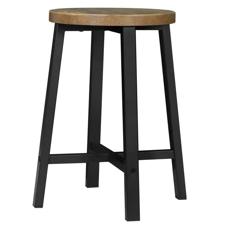 BukkitBow - Set van 2 Vintage Industriële Krukken - met Bewerkt Hout en Metalen Frame - Zithoogte: 46CM