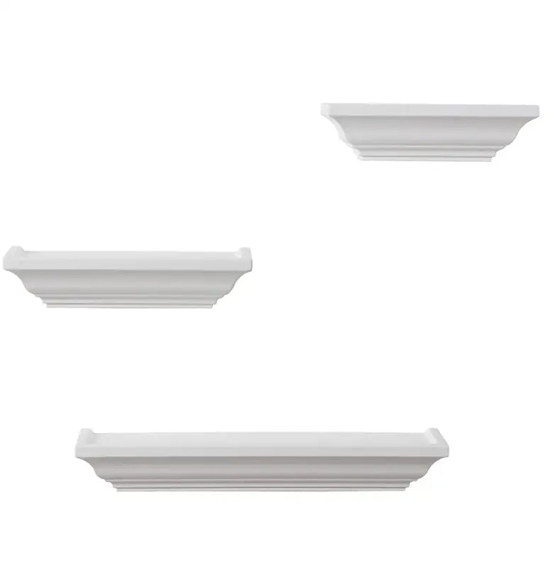BukkitBow - Set van 3 Drijvende/Zwevende Planken - Hoge Kwaliteit Gelakt Hout - Barok Ontwerp - Verschillende Afmetingen