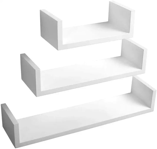 BukkitBow - Set van 3 Drijvende / Zwevende Planken - Hout/Gelakt MDF - Verschillende Maten - Inclusief Bevestigingen