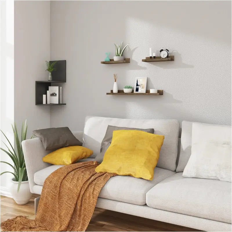 BukkitBow - Set van 3 Wandplanken - Hoogwaardig MDF - Vintage Bruin Hout - 1xGroot (60x10x5cm) & 2xKlein (30x10x5cm) - Maximale Belasting 5kg
