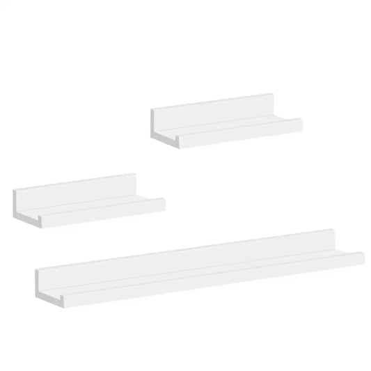 BukkitBow - Set van 3 Wandplanken - Hoogwaardig MDF - Wit - 1xGroot (60x10x5cm) & 2xKlein (30x10x5cm) - Maximale Belasting 5kg