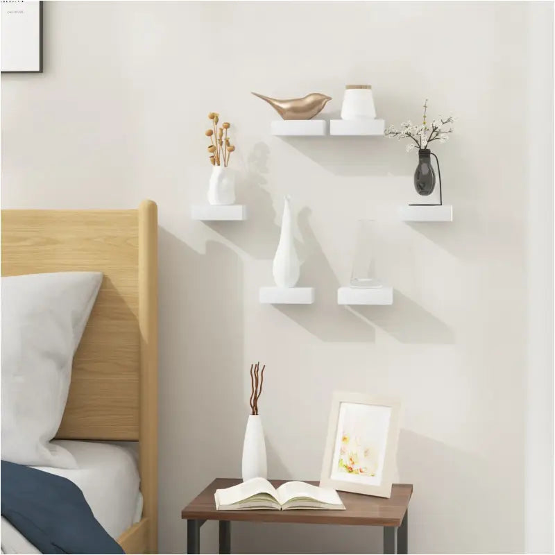 BukkitBow - Set van 3 Zwevende Wandplanken - Hoogwaardige MDF - Tijdloos Wit - Laadvermogen 2.5kg - 10.5x7.8x3cm