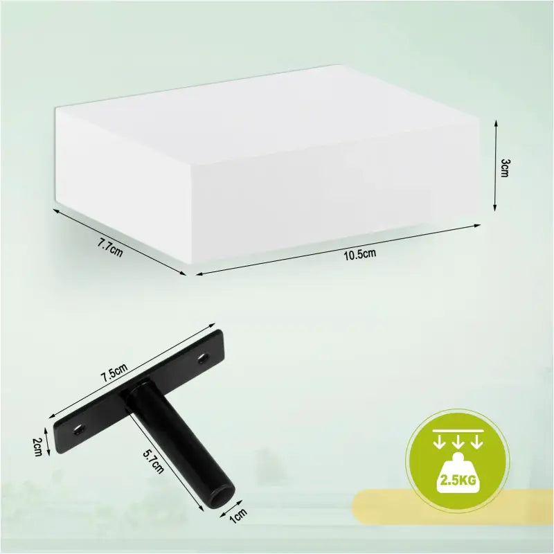 BukkitBow - Set van 3 Zwevende Wandplanken - Hoogwaardige MDF - Tijdloos Wit - Laadvermogen 2.5kg - 10.5x7.8x3cm