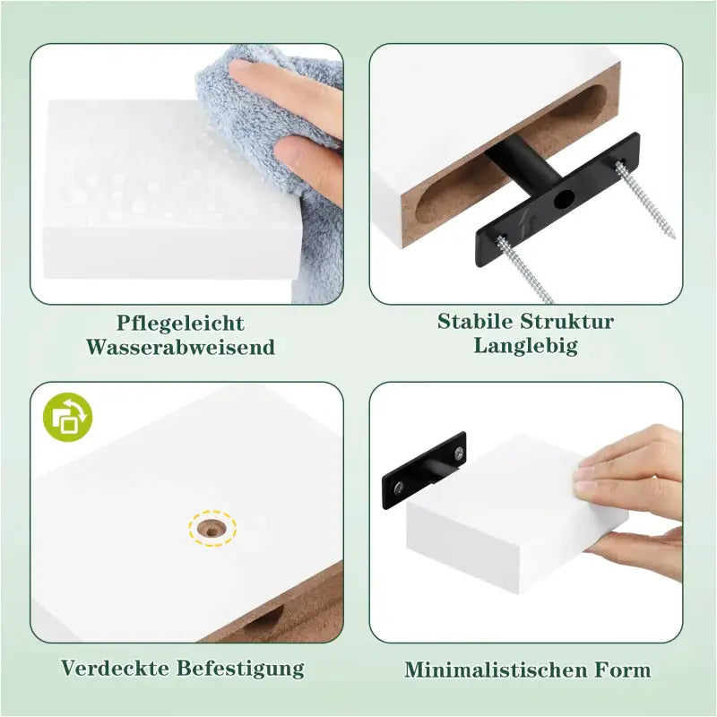 BukkitBow - Set van 3 Zwevende Wandplanken - Hoogwaardige MDF - Tijdloos Wit - Laadvermogen 2.5kg - 10.5x7.8x3cm