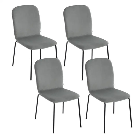 BukkitBow - Set van 4 Eetkamerstoelen - Fluweel en Metaal - Stapelbare Stoelen