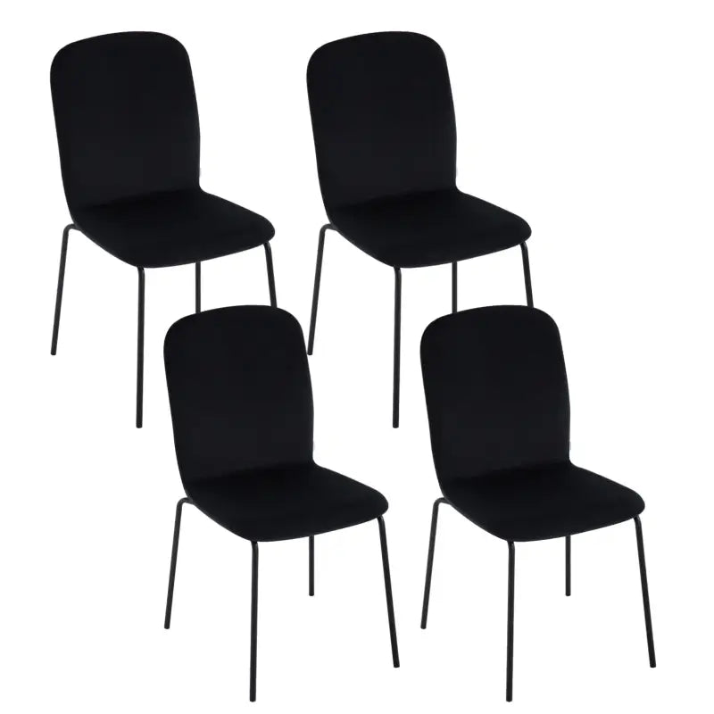 BukkitBow - Set van 4 Eetkamerstoelen - Fluweel en Metaal - Stapelbare Stoelen