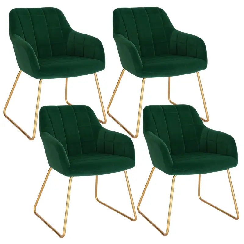 BukkitBow - Set van 4 Eetkamerstoelen van Fluweel - met Gouden Metalen Onderstel - Stijlvol en Comfortabel - Zithoogte: 48.5CM