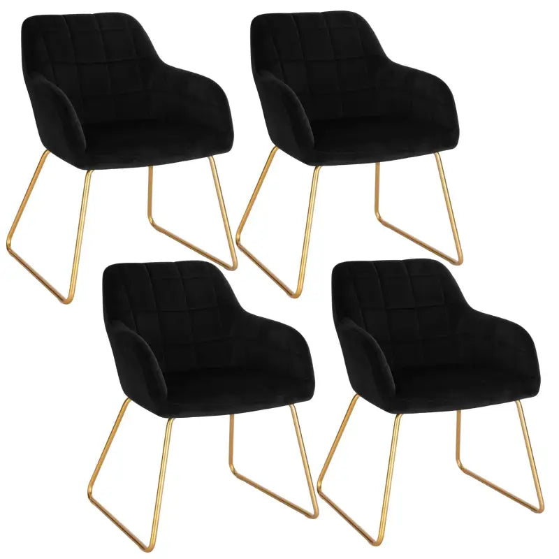 BukkitBow - Set van 4 Eetkamerstoelen van Fluweel - met Gouden Metalen Onderstel - Stijlvol en Comfortabel - Zithoogte: 48.5CM