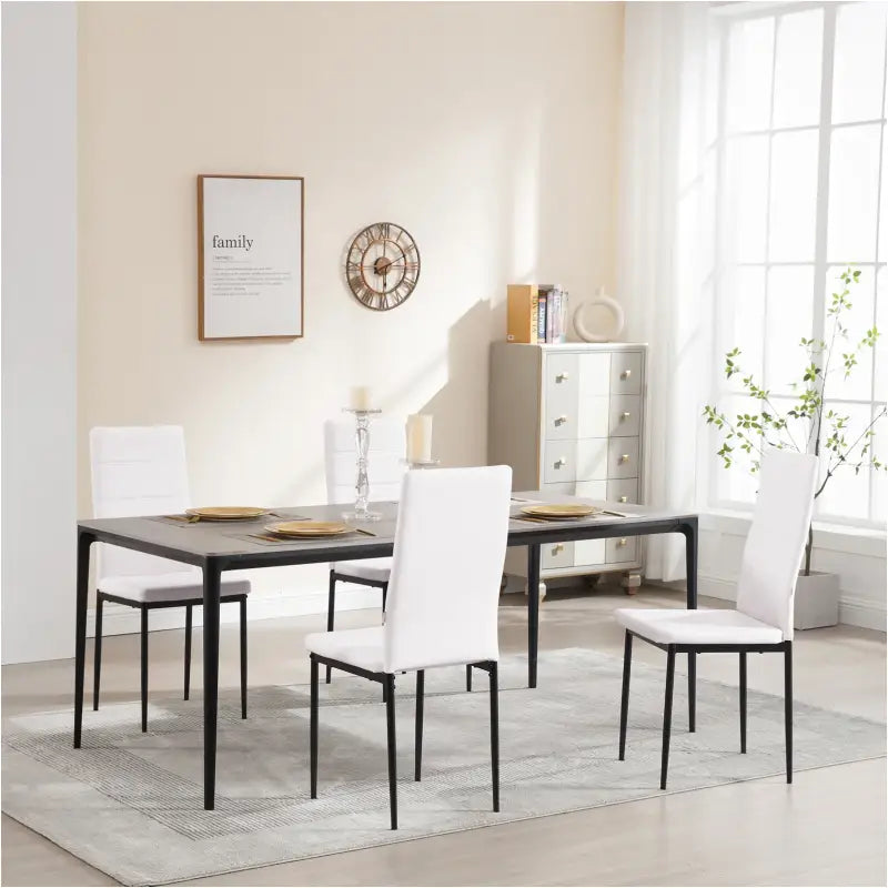 BukkitBow - Set van 4 Eetkamerstoelen van Kunstleer/Fluweel - met Metalen Onderstel