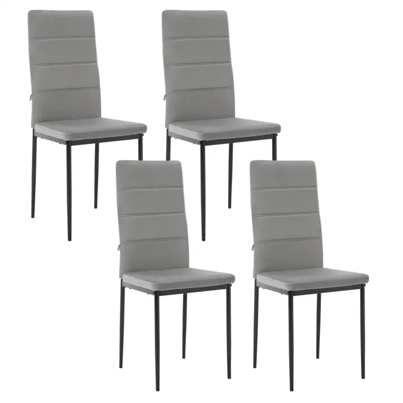 BukkitBow - Set van 4 Eetkamerstoelen van Kunstleer/Fluweel - met Metalen Onderstel